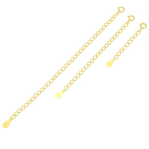2pcs Adabele Real Yellow Gold Plated Sterling Silver Cable Chain Extender Clasp Strong Removable Adjustable 2 inch Raindrop Chain Extension for Necklace Bracelet Anklet Jewelry Making SS309-2 - color: Gold, size: 2 inch - 2pcs