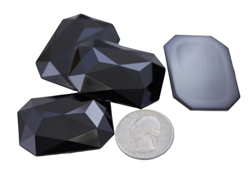 Allstarco 40x30mm Black Jet A11 Large Flat Back Octagon Acrylic Rhinestones Cosplay Costume Gems Plastic Jewels Embelishments DIY Crafts Gemstones - 4 Pieces - color: Black Jet A11