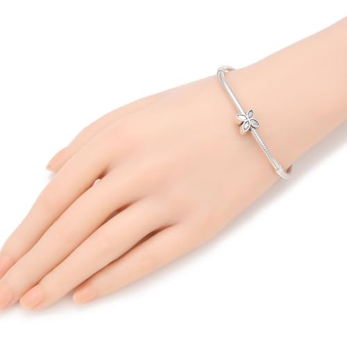 40pcs Four-Leaf Clover Flower Large Hole Loose Beads (4.5mm Hole) Antique Silver Metal Spacer for DIY Craft Jewelry Making MEC-E2 - size: Four-Leaf Flower Bead