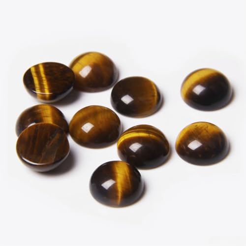 20pcs 16mm Natural Stone No Hole Tiger's Eye Semicircle Smooth Cabochons Beads for Jewelry Making Rings Earrings Necklace Bracelet DIY Crafts - color: Tiger Eye, size: 16mm