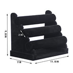 3 Tier Detachable Black Velvet Bracelet Holder, Bracelet Jewelry Display Stand For Selling, Watch Scrunchie Head Ties Rack Organizer For Show (Black Velvet) - color: Black Velvet