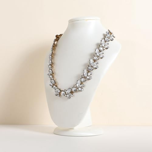 GemeShou White necklace display stands for selling, Leather necklace storage organizer, Large jewelry bust mannequin for boutique store【White Necklace bust-height 9.06 inch】 - size: Medium