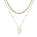 Moodear Gold Necklace for Women Dainty Chunky 14K Gold Plated/Sliver Plated Chain Necklace Cuban Link Paperclip Chain Choker Toggle Clasp Layered Necklace for Women Trendy Fashion Gift - style: Sun pendant chain necklace