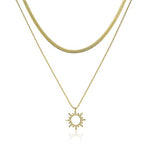 Moodear Gold Necklace for Women Dainty Chunky 14K Gold Plated/Sliver Plated Chain Necklace Cuban Link Paperclip Chain Choker Toggle Clasp Layered Necklace for Women Trendy Fashion Gift - style: Sun pendant chain necklace