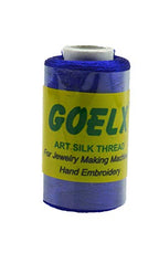 Goelx Silk Thread by Shade No for Jewelry, Tassel Making, Embroidery, Crafts, Shiny Soft Thread Spools - Blue - 53 - color: Blue - 53