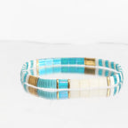 Tila Beaded Stretch Strand Bracelets for Women, Cute Boho Stackable Handmade Colorful Mixed Flat Square Beads Elastic Beach Surfer Bracelet Trendy Jewelry Friend Gift - color: 0901H