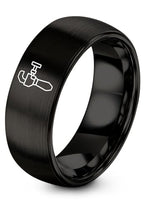 Chain Tool Ring - Gift for Cyclist - 8mm - Band - Gunmetal Black Silver - Personalized Custom Engraving - Men Women - Anniversary Engagement Wedding - Tungsten Carbide - Flat Dome Bevel - color: 03 - Black Tungsten