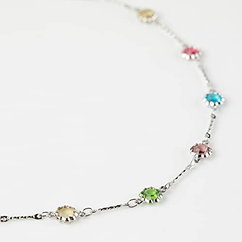 16.4 Feet Multicolor Rhinestone Jewelry Making Chains Bulk, Silver Plated Brass Chain for Jewelry Making with Open Jump Rings and Lobster Clasps - color: Colorful Rhinestone- Silver