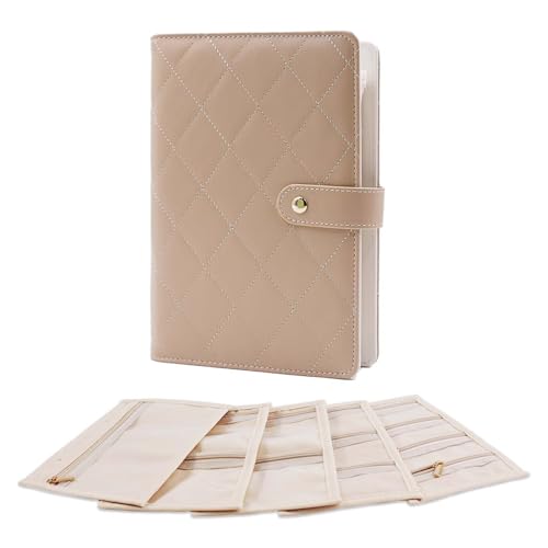 Travel Jewelry Organizer Case ， Portable Jewelry Organizers Storage Book, Compact Jewelry Roll for Earrings, Rings, Necklaces - Perfect Jewelry Travel Bag for Women - color: toffee