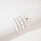 RISHEGAE Heishi Beaded Stretch Bracelets for Women Stackable Polymer Clay Beads Bracelets Friendship Boho Summer Beach Bracelet Jewelry Set - color: B-White Bracelet