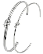 Stainless Steel Cuff Bracelet,Retro Gothic Punk Biker Cool Open Adjustable Cuff Bangle Bracelets Jewelry for Men Silver - style: 2 Pcs Silver Thin Knot