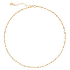 Dremmy Studios Dainty Gold Choker Necklace for Women 14K Gold Plated Coin Disc Figaro Layered Beaded Flat Mariner Sideways Cross Wishbone Link Clavicle Necklaces - style: 3.0mm Beaded Chain
