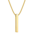 Fiusem Pendant Necklace for Men, Silver Tone/14k Gold Plated/Black Mens Pendant Necklaces with 2.5 mm Box Chain, Stainless Steel Bar Chain, 18-28 Inches - color: gold, size: 20 Inches, style: Pierced Rectangle
