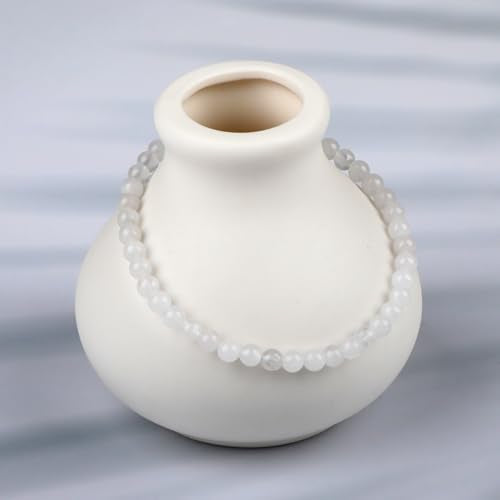 LPBeads Handmade Natural Gemstone Stretch Elastic Bracelet Healing Crystal Round Stone Beads Jewelry Gifts for Women Men - color: White Jade, size: 4mm