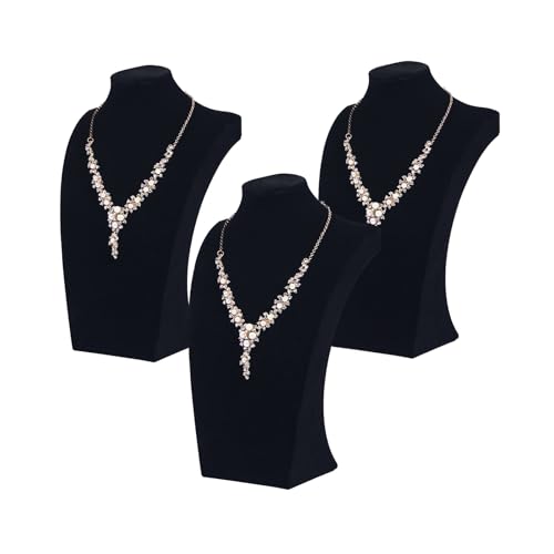 3Pcs Necklace Bust Stand for Selling, Black Velvet Necklace Display Holder, Jewelry Necklace Organizer Rack for Shop Store Exhibition Show (9" Height) - color: Black Velvet, size: 9" Height (3pc)