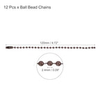 MECCANIXITY Ball Bead Chain Beaded Necklace Chains 5 Inch Adjustable Metal Ball Chains 2.4mm/0.1inch Keychain for Jewelry Making,DIY Craft Projects,Pack of 12(Brown) - color: Brown