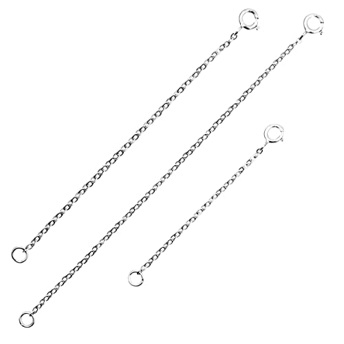 3 Pieces 925 Sterling Silver Necklace Extenders Necklace Extension Chain for Women Plated Extender Chain for Jewelry Making Durable Bracelet Chain Dainty Removable Anklet Chain (2 3 4 inch)