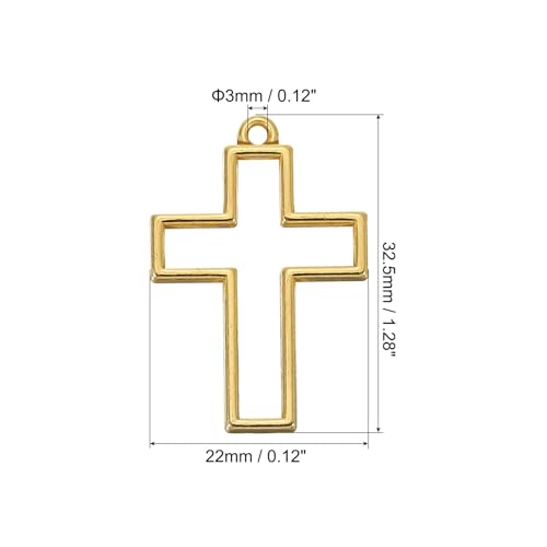 PATIKIL Alloy Open Back Bezel Pendants, Cross Shape Hollow Resin Pendant Frame for DIY Crafts Earrings Necklace Bracelet Making - color: Gold Tone