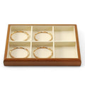 6 Grids Solid Wood Jewelry Tray Microfiber Bracelet Bangle Watch Earring Ring Necklace Holder for Display Storage (Cream White) - style: 6 Grid