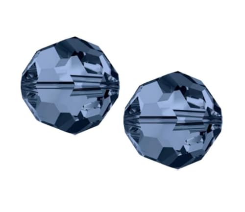 100pcs Adabele Austrian 4mm (0.16 Inch) Small Faceted Loose Round Crystal Beads Dark Indigo Blue Compatible with 5000 Swarovski Crystals Preciosa SS2R-420 - color: Dark Indigo/Blue, size: 4mm Small (100pcs)
