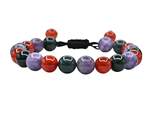 Amazing Gemstone Bracelet for Menopause - Bloodstone Lepidolite Carnelian Bracelet Set for Men Women Healing Calming Anxiety Stress Relief Gifts Pulseras Para Hombres Mujer Stocking Stuffers - color: Menopause
