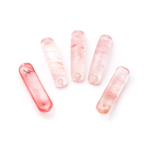 5PCS Natural Red Watermelon Stone Rectangle Curved Beads Gemstone Pendants Connectors for DIY Bracelet Neclace Jewelry Making - color: Red Watermelon