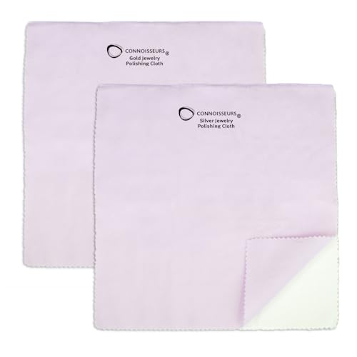 CONNOISSEURS Premium Edition Extra Large Polishing Cloth Bundle for Silver & Gold Jewelry - Ultrasoft Fabric with Anti-Tarnish Formula - (2 Pack) 14x14 Inches - style: 14 x 14 Inches - 2 Cloth - Silver and Gold