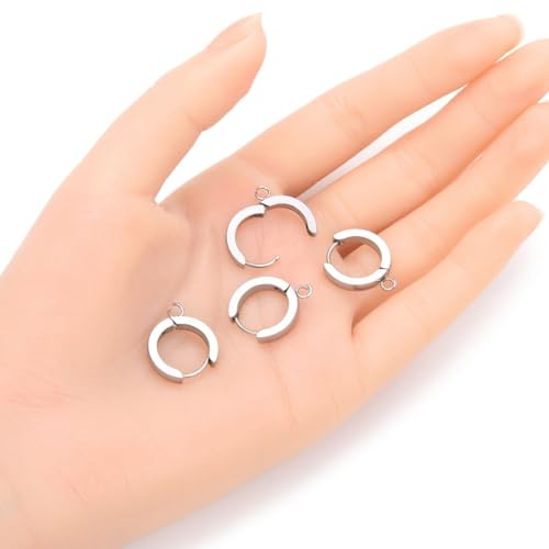 20pcs Adabele 304 Grade Surgical Stainless Steel Hypoallergenic 16mm Round Huggie Hoop Earring Hooks Open Ring (Strong 3mm Wire Gauge) Earrings Jewelry Making SJF17 - size: 16mm huggie (3mm wire gauge)