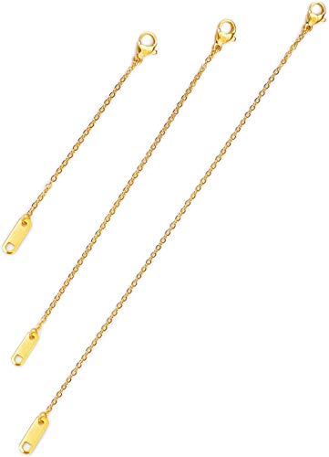 Altitude Boutique 18k Gold Plated Necklace Extenders Delicate Necklace Extender Chain Set for Women 3 Piece Set, Extensions 2", 4", 6" Inches Hypoallergenic in Gold, Rose Gold, or Silver - color: Gold