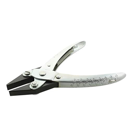 The Beadsmith Half Round/Flat Nose Parallel Pliers, 5.5 inches (140mm) Steel tool for jewelry making, with spring - style: Half Round/Flatnose - 140mm
