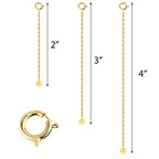 14K Gold Necklace Extenders 925 Sterling Silver Necklace Bracelet Ankle Extender Chain Extensions for Jewelry Making（2 3 4 inch） - style: 14K Gold-Round Tag