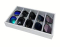 5 Slot PU Leather Drawer Divider Eyewear Jewelry Accessary Storage Sunglasses Jewelry Tray Organizer Show Tray Home Organization Drawer Closet Divider - color: White and Gray
