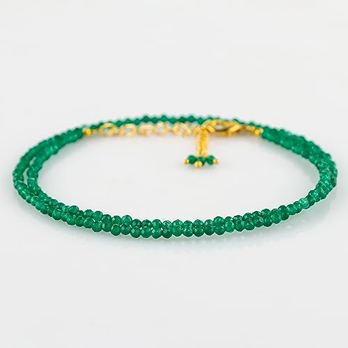 Natural Gemstone Faceted Beaded Necklace for Woman| Gold Plated Gem-stone Necklace | Beads 2–3 mm | Adjustable Chain 16+2 Inch