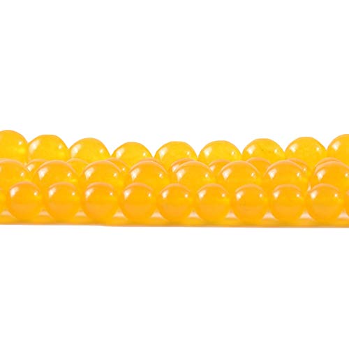 RayLineDo® 48Pcs 8mm Natural Yellow Jade Stone Round Beads Loose Beads Wholesale for Jewelry Making - color: Yellow Jade, size: 8mm