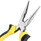 MUKCHAP 6 Pack 6 Inch Needle Nose Pliers, Spring Loaded Long Nose Pliers with Wire Cutter, Plastic Handle Needle Nose Pliers with Strippers for Cutter and Bending Wire, Black Yellow
