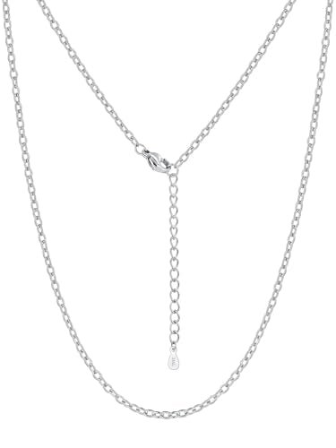 Silvora Necklace Chain for Women, 2MM Silver Chains Rolo Cable Necklace 316L Stainless Steel 14K Gold Plated Black Rose Gold Plated Womens Chain for Pendant 14"-30" Length - color: Silver, size: 18 Inch