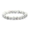 Justinstones Gem Semi Precious Gemstone 8mm Round Beads Stretch Bracelet 7 Inch Unisex - color: White Howlite