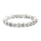 Justinstones Gem Semi Precious Gemstone 8mm Round Beads Stretch Bracelet 7 Inch Unisex - color: White Howlite