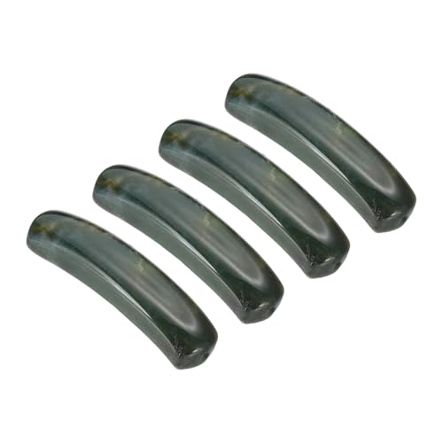 PATIKIL 4 Pcs Natural Stone, 36 x 10 mm Natural Curved Clear Quartz Stone Crystal Handmade Jade Flat Beads for DIY Crafting, Indian Water Grass Agate - color: Indian Water Grass Agate
