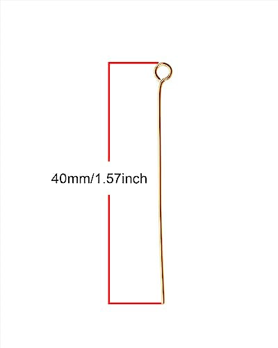 Shapenty 200PCS Mini Metal Wire Eyepins Beading Small Open Eye Head Pins Needles Bulk for DIY Craft Bead Earring Pendant Necklace Bracelet Jewelry Charm Finding Making (40mm/1.57Inch, Gold) - color: Gold, size: 40 mm
