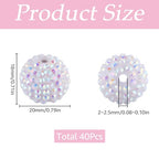SUNNYCLUE 40Pcs Chunky Resin Rhinestone Beads 20mm White Rhinestone Round Disco Ball Bulk Chunky Bubblegum Spacer Beads for Jewelry Making Bracelet Necklace Pen Craft Supplies - color: 40pcs 20mm White Rhinestone Beads