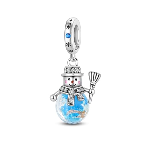 Cross Charms For Bracelets, Sterling Silver Butterfly Charms For Pandora Bracelets, Dangle Pendants & Bead Charm For DIY Jewelry - color: Snowman
