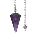 Justinstones Natural Dark Amethyst Gemstone Rock Crystal Hexagonal Pointed Reiki Chakra Pendant Pendulum - color: Dark Amethyst