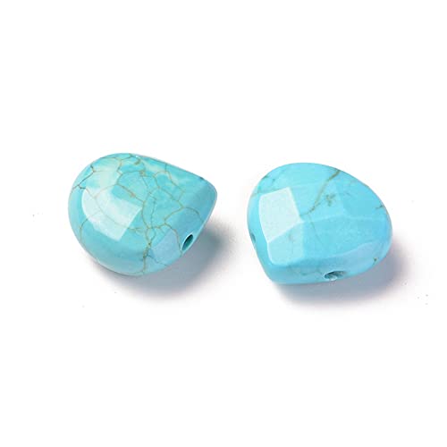 Craftdady 30pcs Faceted Teardrop Natural Howlite Stone Beads Top Drilled Energy Healing Gemstone Loose Beads Polished Chakra Stone Loose Beads 13x13mm for DIY Jewelry Crafts - color: Howlite, Sky Blue