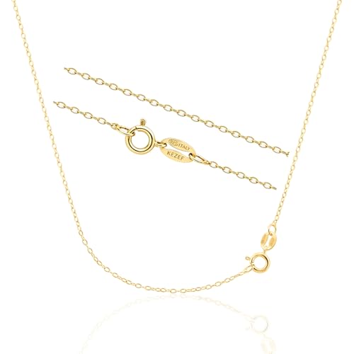 KEZEF 1mm 925 Sterling Silver Necklace for Women | 16-36 inch long Silver, 18k Gold, Rose Gold Necklaces for Women - Made In Italy Real Cable Chain Jewelry | Dainty cadena de plata s925 para mujer - color: 18k Gold, size: 18 Inches