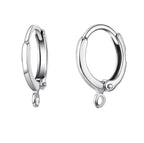 Adabele 100pcs Hypoallergenic Round Hoop Huggie Earring Hooks Leverback Ear Wire 14mm Sterling Silver Plated for DIY Craft Earrings Jewelry Making CF262-1 - color: Silver