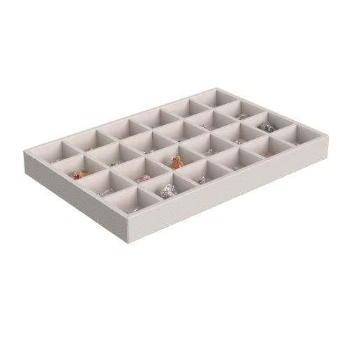 ClosetMaid Jewelry Trays, Set of 3, Stackable, Soft Velvet, Accessory Organizer for Earrings, Necklaces, Watches, Bracelets, Rings, Light Grey