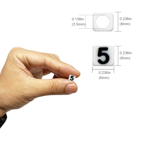 600PCS 6x6mm Square Arabic Numerals Beads 5 for Friendship Bracelets Jewelry Making White Acrylic Cube Base with Black Number Beads for DIY Crafts Bracelets Necklaces Key Chains Phone Lanyard - color: Number 5(Black on White)