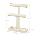 bussdis 2 Tier Bracelet Holder Display - Detachable T Bar Beige Velvet Bracelet Holder, Jewelry Holder Organizer for Bracelet, Necklace, Earrings, Rings - color: Beige