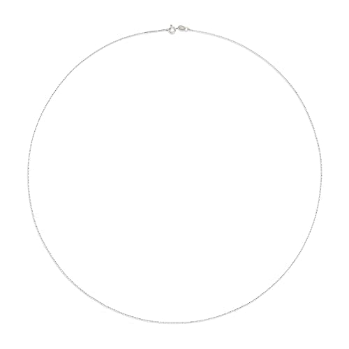 Amazon Essentials Sterling Yellow Gold or Silver Thin 0.8mm Box Chain Necklace - color: Silver, size: 24"